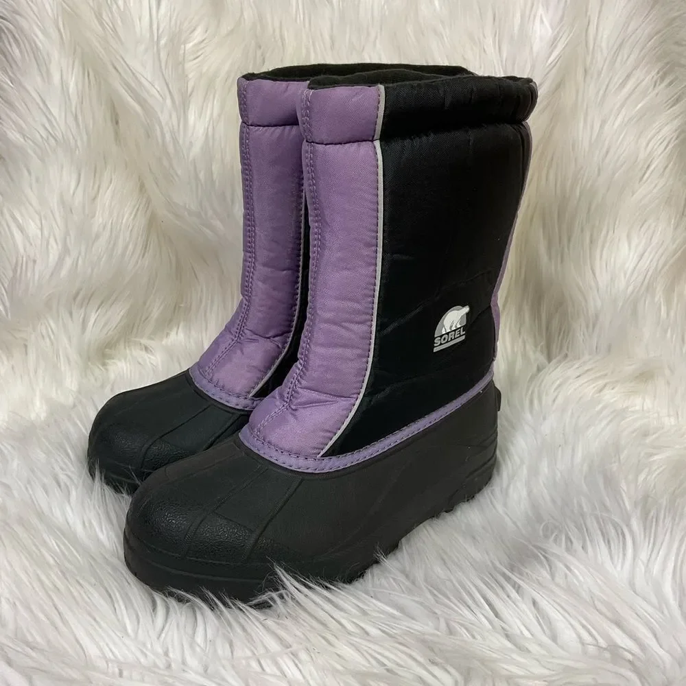 Sorel snow command black purple winter pull on boots 4